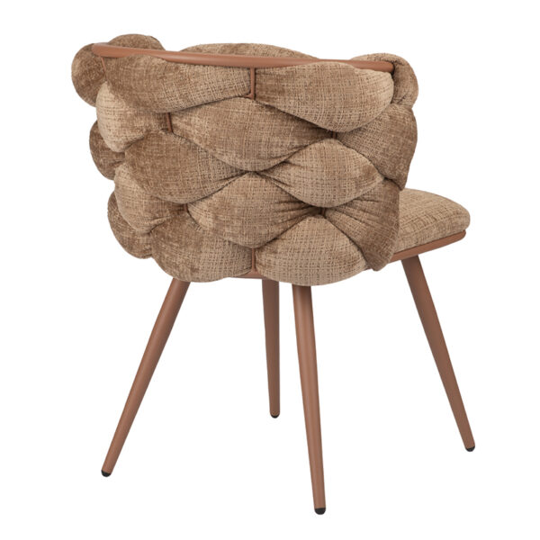 Chaise moderne et design avec noeuds et pied en métal laqué noir