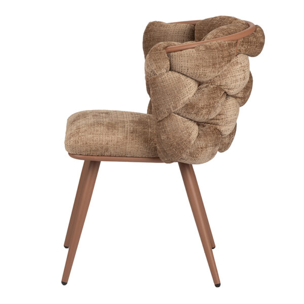 Chaise moderne et design avec noeuds et pied en métal laqué noir