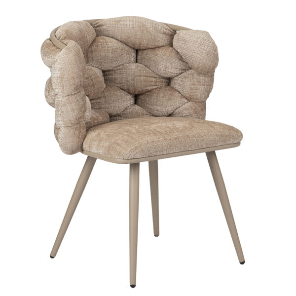 Chaise moderne et design avec noeuds et pied en métal laqué noir