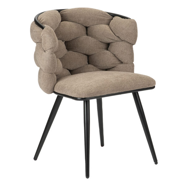 Chaise moderne et design avec noeuds et pied en métal laqué noir