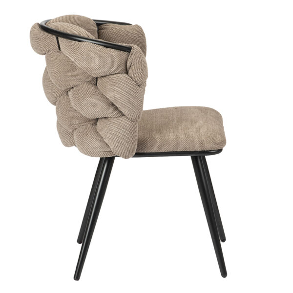 Chaise moderne et design avec noeuds et pied en métal laqué noir