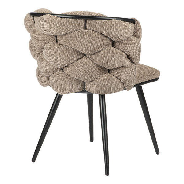 Chaise moderne et design avec noeuds et pied en métal laqué noirChaise moderne et design avec noeuds et pied en métal laqué noir