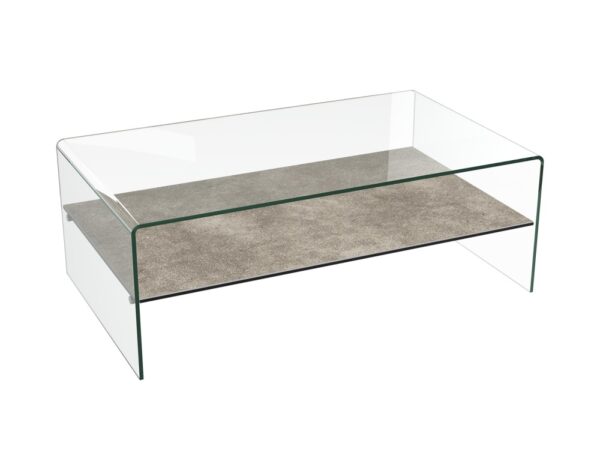 table de salon originale en verre et céramique