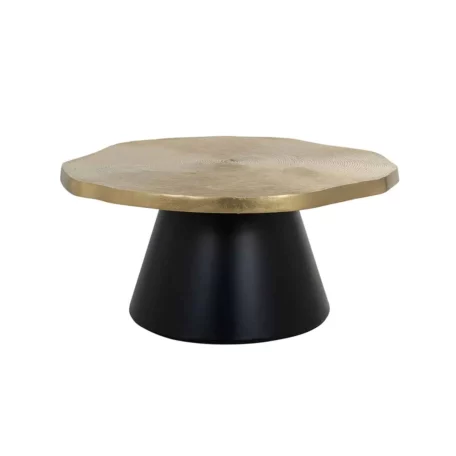 table basse ronde plateau or pied noir