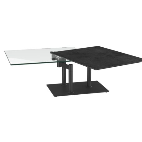 salon table basse modulable avec plateaux pivotants