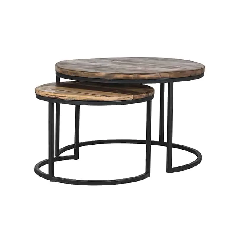 tables basses gigognes bois manguier métal noir brooke design richmond interiors
