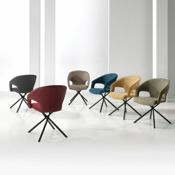 Chaises modernes confortables de qualité tissus couleurs vives rouge jaune bleu vert taupe gris