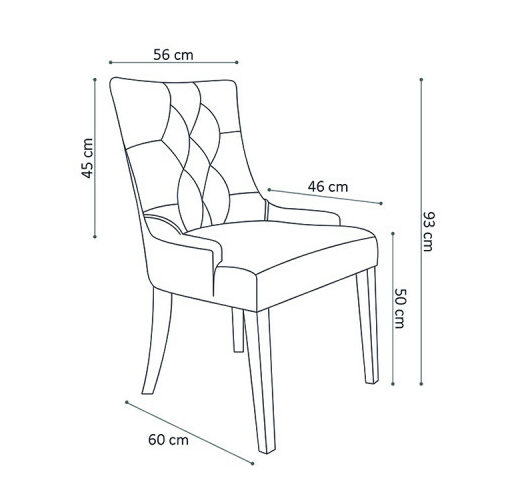 Dimensions de la chaise capitonnée moderne et confortable