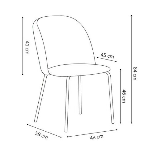 Dimensions de la chaise de salle à manger lena en velours