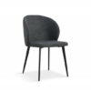Chaise de salle à manger moderne de qualité a petit prix en tissu de couleur gris antrhacite avec des pieds noirs