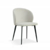 Chaises de salle à manger modernes confortables pas chères en tissu blanc cassé beige pieds métal noir