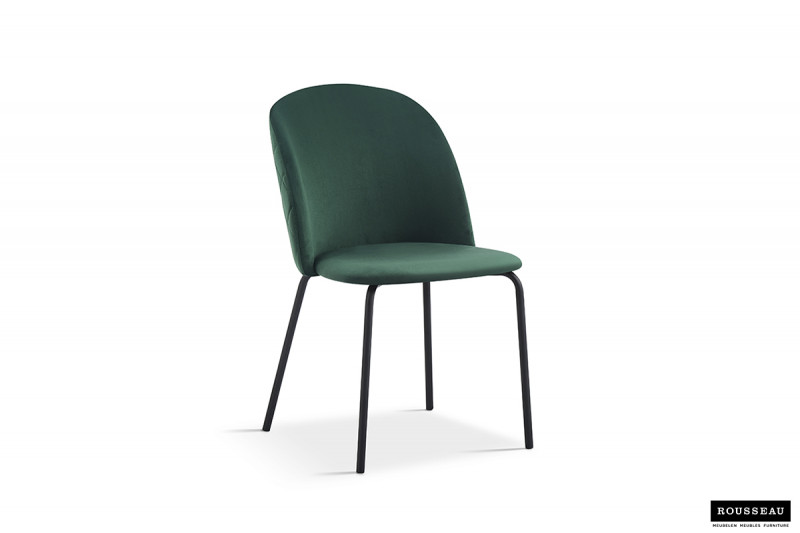 Chaise de salle à manger moderne confortable en velours couleur vert sapin