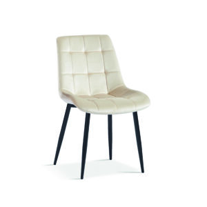 chaise en velours beige pieds métal noirs