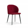Chaise de salle à manger moderne de qualité a petit prix en tissu de couleur rouge avec des pieds en métal noir
