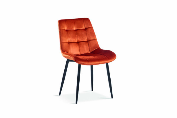 chaises de salle à manger bureau orange velours pieds métal design confort