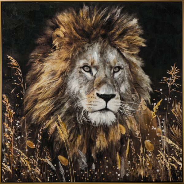 Tableau lion, Peinture sur toile encadrée LE ROI LION II création Imageland