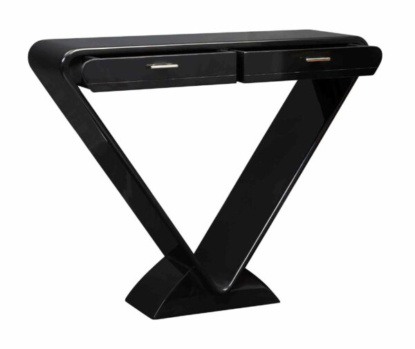 meuble triangulaire console noir laqué design arrondi