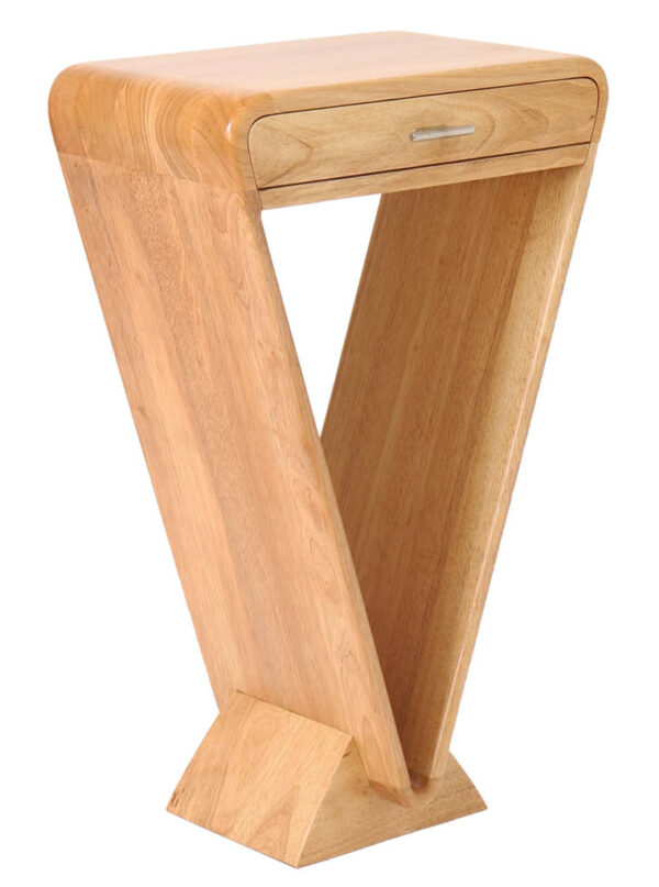 Console petit meuble forme design triangulaire VINTAGE bois clair naturel