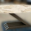 Table salle à manger en dekton pied original atypique en forme de Z en métal design haut de gamme de qualité
