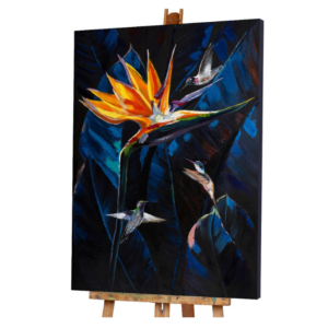 Tableau fleur oiseau de paradis orange