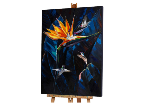 Tableau fleur oiseau de paradis orange