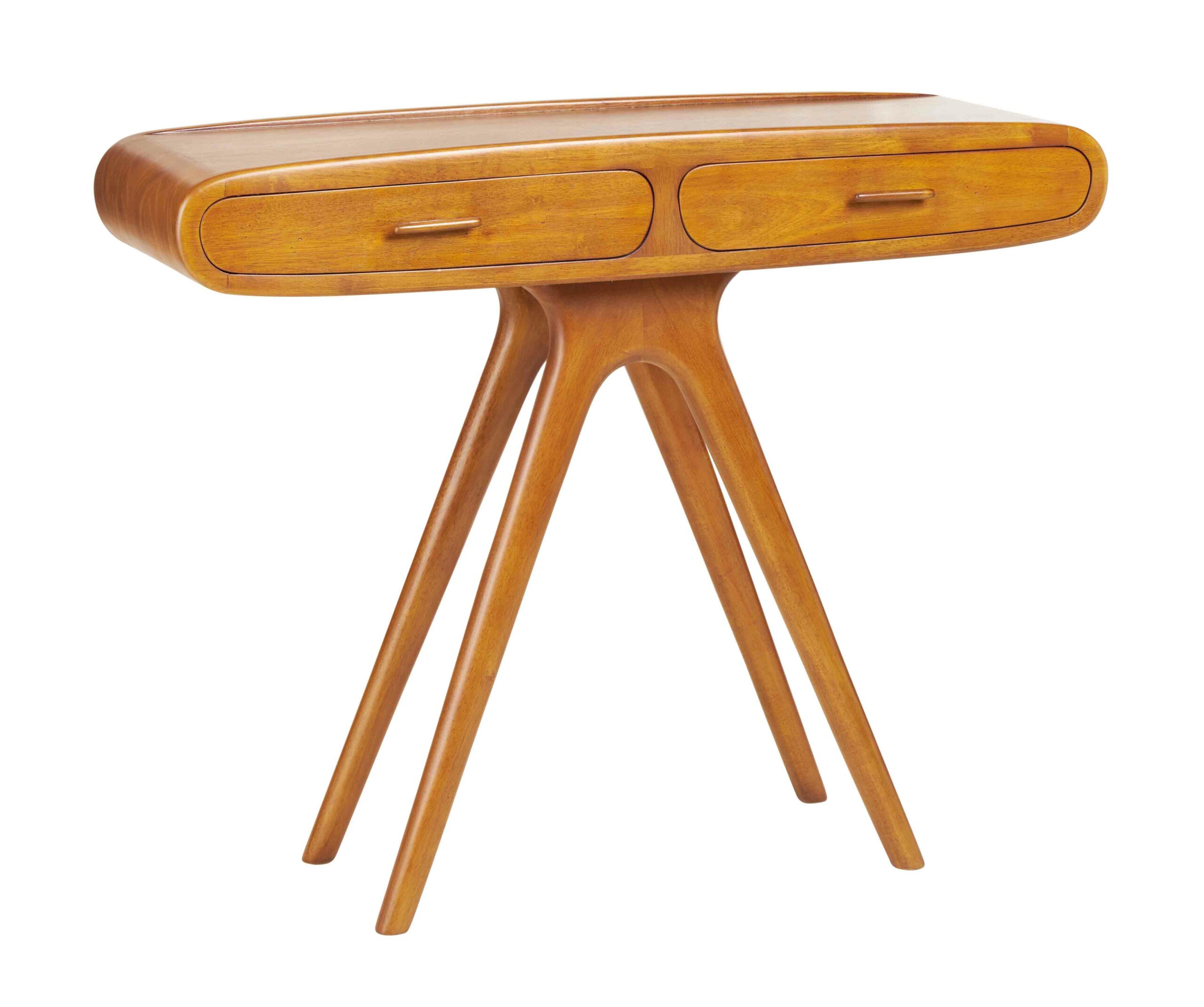 meuble console style vintage avec tiroirs forme arrondie années 60 70, design sixties
