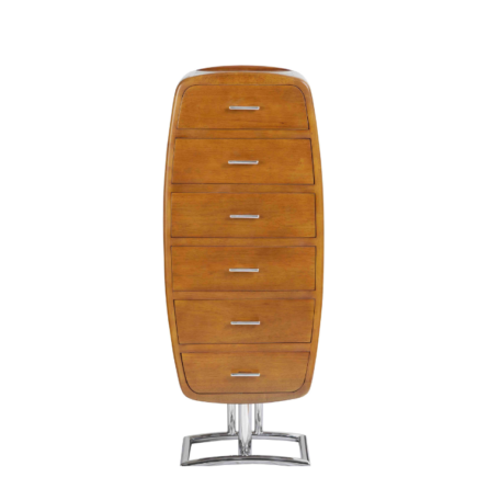 Meuble de rangement 6 tiroirs riviera bois inox argent chromé
