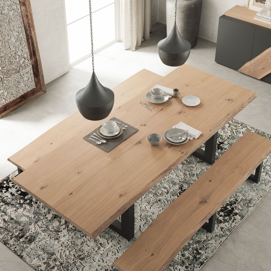 table et bancs en bois chêne de qualité