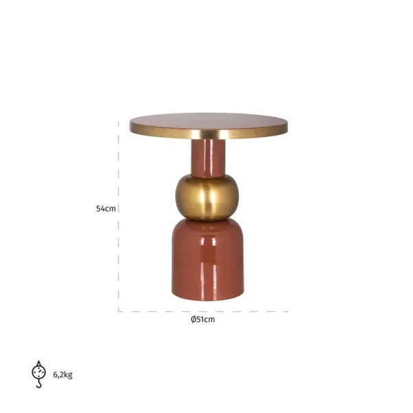 Table d'appoint rose et dorée - Bout de canapé original - chevet formes géométriques