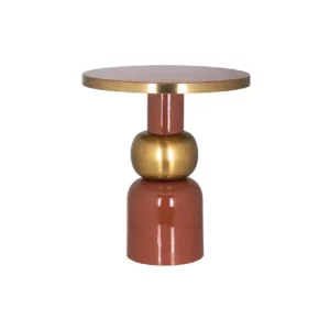 Table d'appoint rose et dorée - Bout de canapé - chevet géométrique