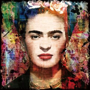 Tableau Frida Kahlo impression sur verre 80x80cm- Pop Art de femme mexicaine