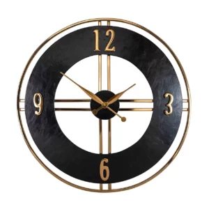 Horloge murale design chic de belle qualité, noir et or