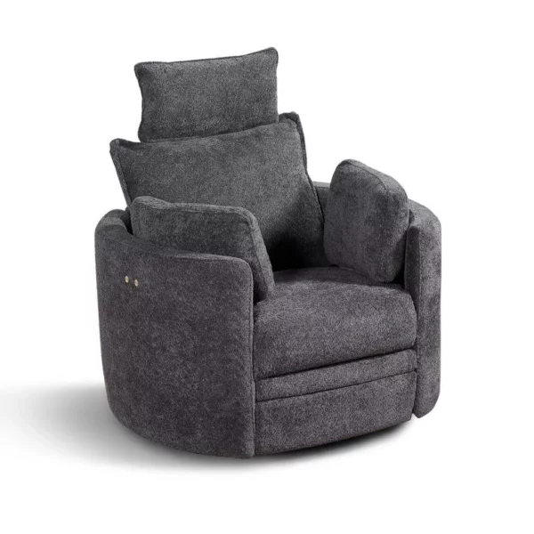 Fauteuil relax électrique pivotant et inclinable. Disponible dans plusieurs coloris.