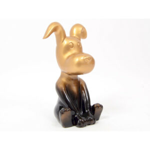 Statue chien PULSION doré et noir
