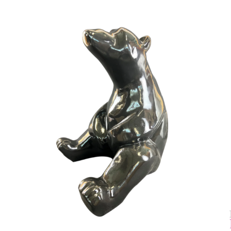 Statue originale ours brun assis deco exterieur outdoor bois&deco