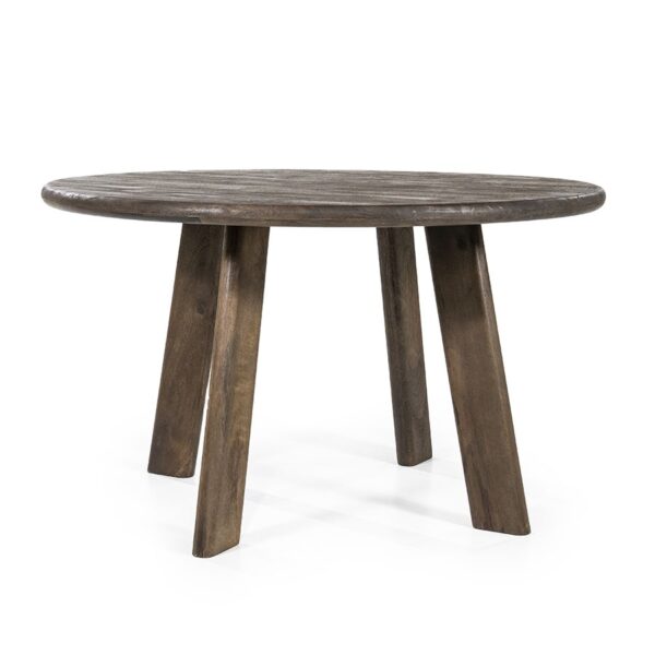 table ronde à manger de cuisine en bois massif marron foncé