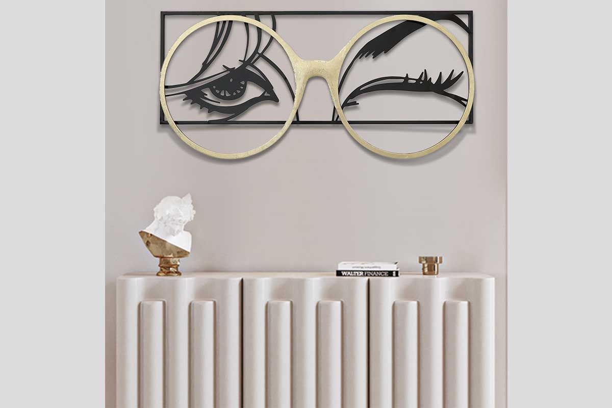 deco murale lunettes noir or , décoration magasin optique opticien