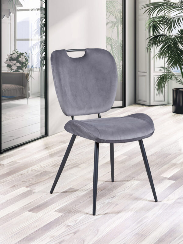 Chaise NADÈGE velours gris souris