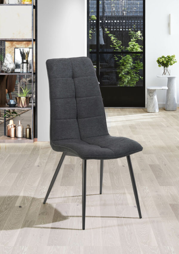 Chaise moderne confortable tissu gris pieds noirs