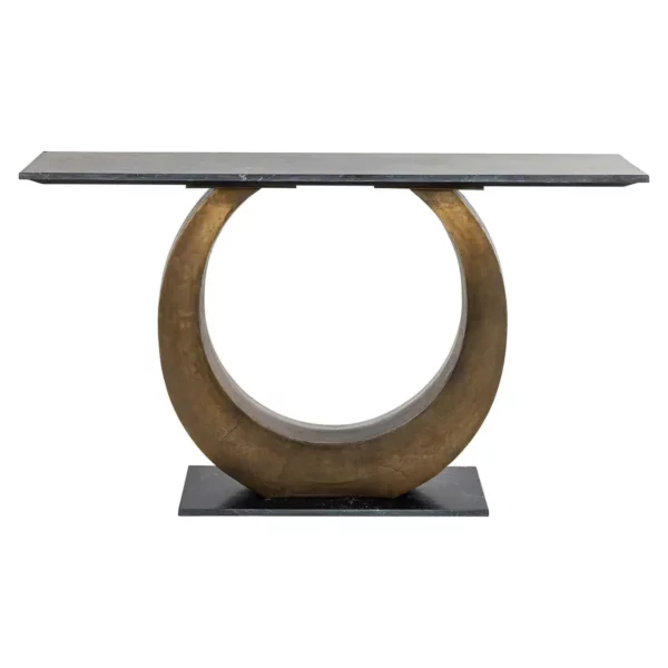 Console LUNA pied original rond en aluminium doré