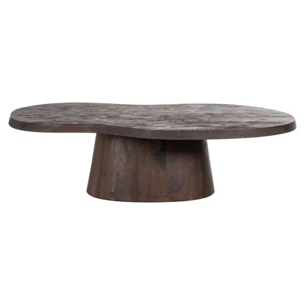 Table basse design bords arrondis en bois manguier