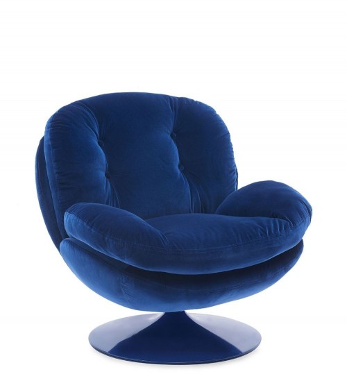 Fauteuil MYRTILLE style memento bleu, pop