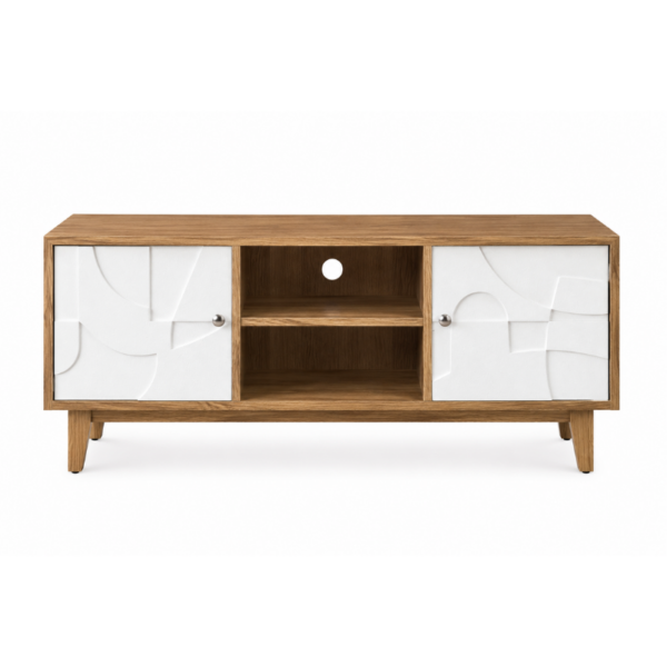 Meuble TV KRAFT bois et blanc