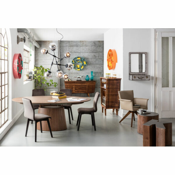 Table 200 cm en noyer oval extensible avec allonge papillon a 250 cm