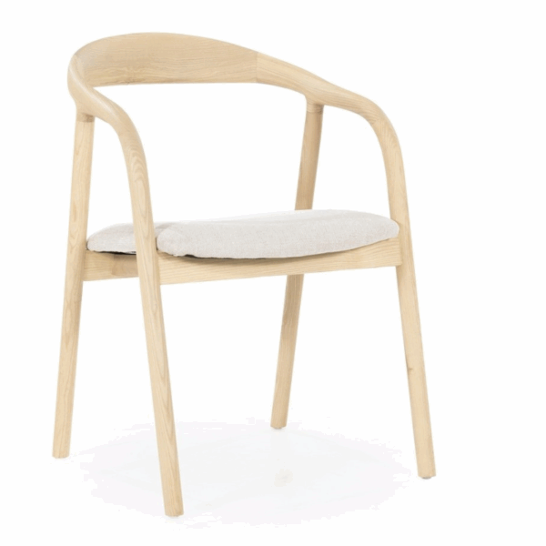 Chaise en bois avec assise en tissu au design minimaliste et moderne - VAYREN