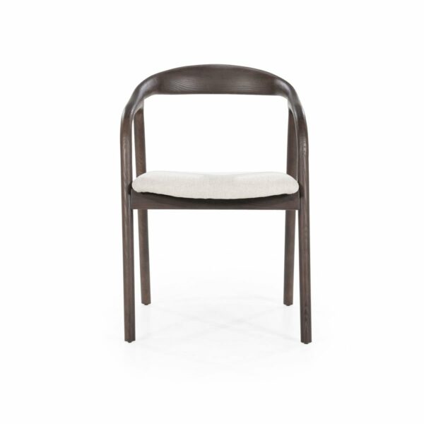 Chaise en bois foncé avec assise en tissu au design minimaliste et moderne - VAYREN