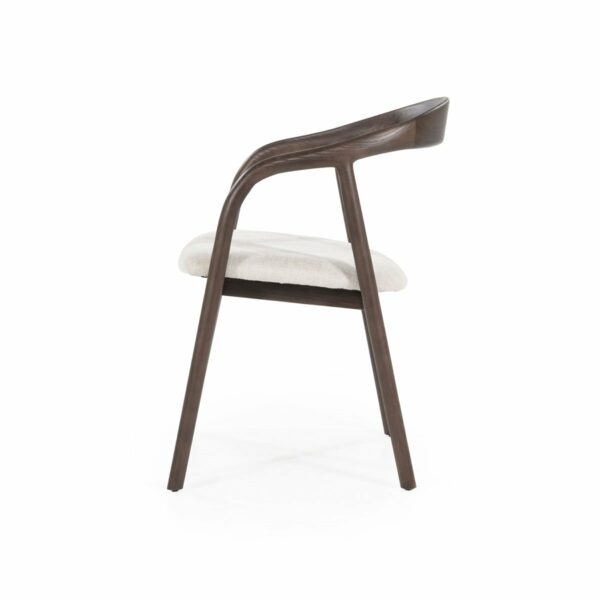 Chaise en bois foncé avec assise en tissu au design minimaliste et moderne - VAYREN