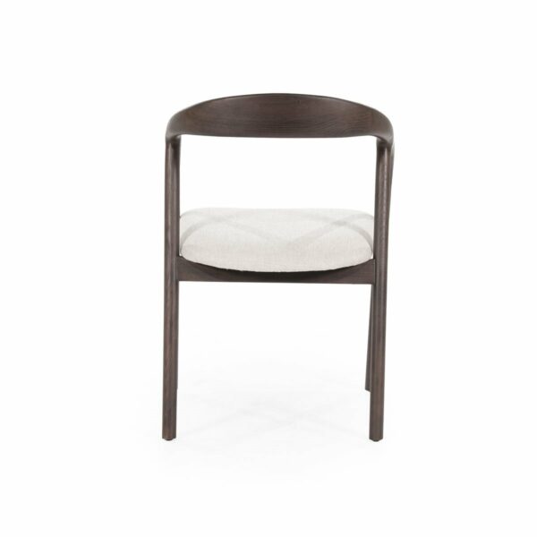 Chaise en bois foncé avec assise en tissu au design minimaliste et moderne - VAYREN