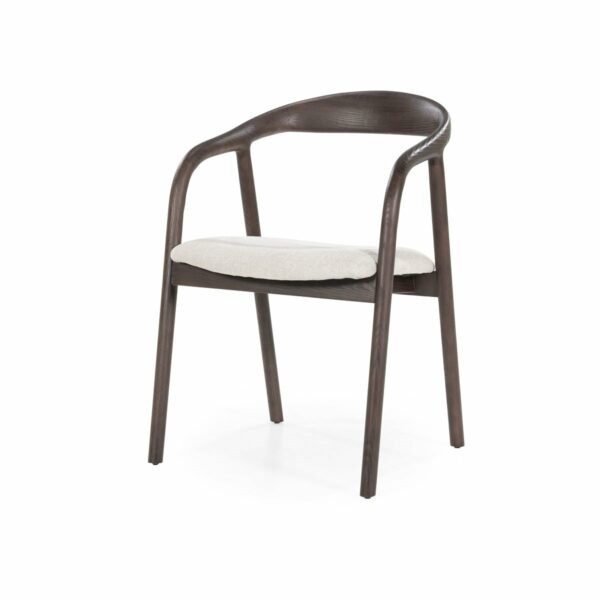 Chaise en bois foncé avec assise en tissu au design minimaliste et moderne - VAYREN