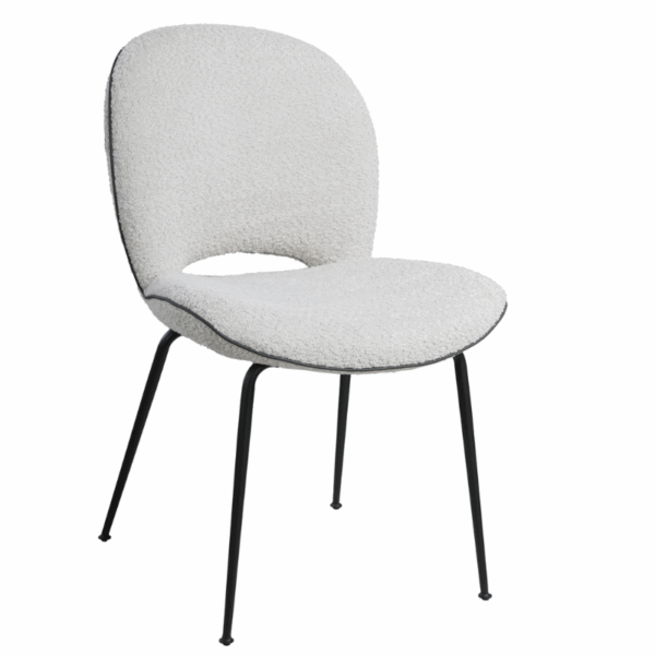 EASY - Chaise colorée en tissu bouclette et pied en métal laqué noir